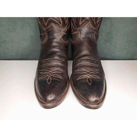 Vintage Justin 1195 Full Chocolate Glazed Pig Western Cowboy Boots US Men's 9 D - Picture 4 of 14